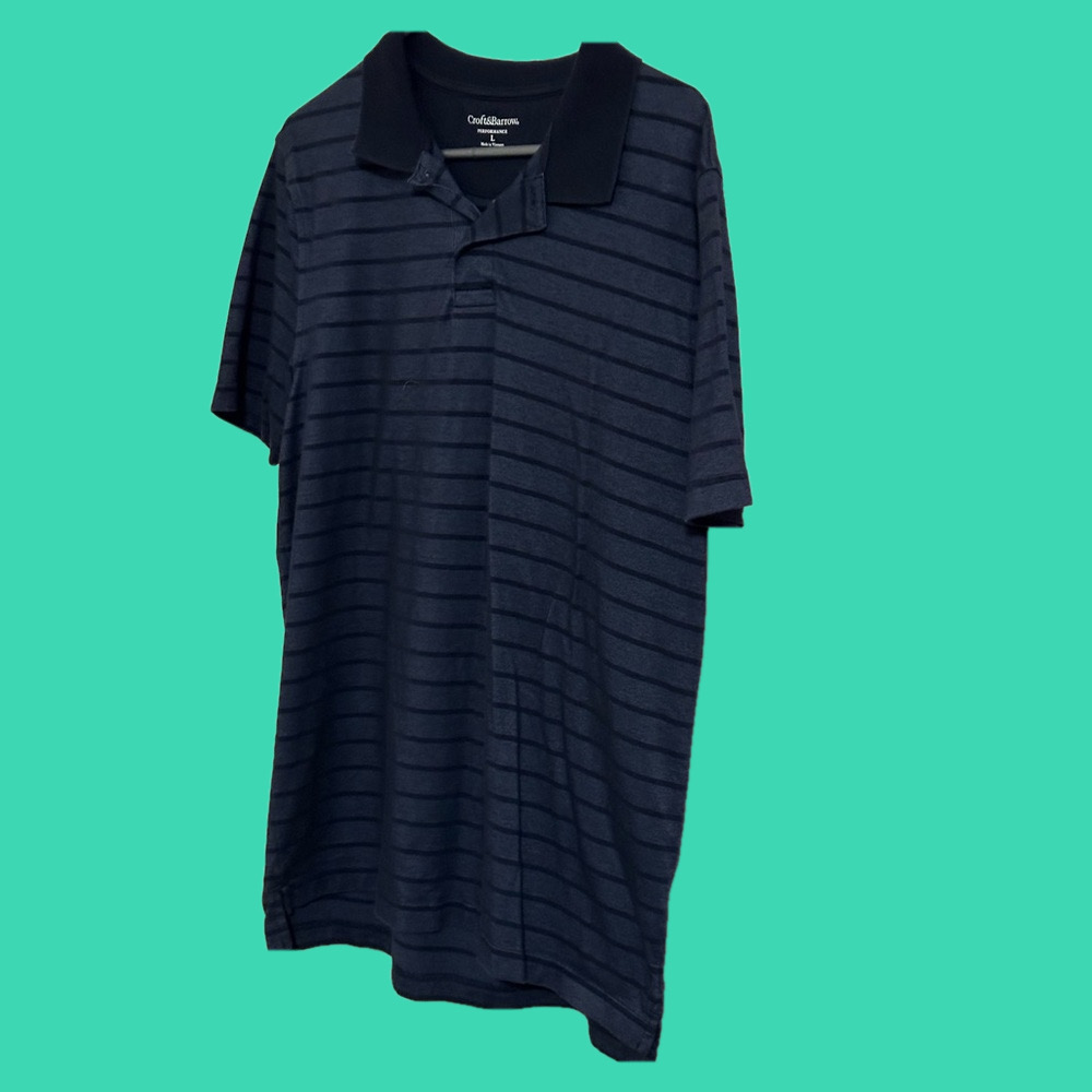 Men’s Croft  & Barrow performance polo in blue stripes, great condition, size L. - Picture 2 of 7